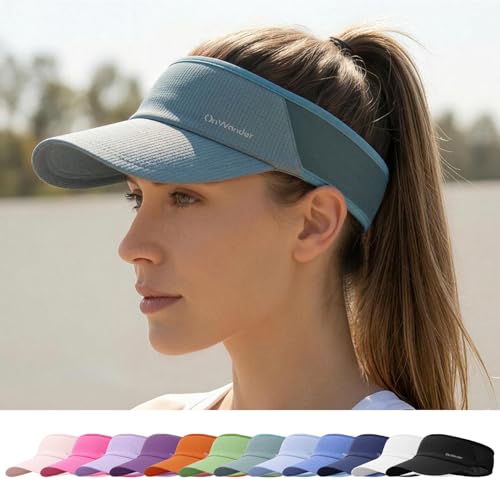 Image of Sport Sun Visor Hat for Women Men - Lightweight Stretchy Polyester Spandex Quick Dry Sweatband Wrinkle Resistant