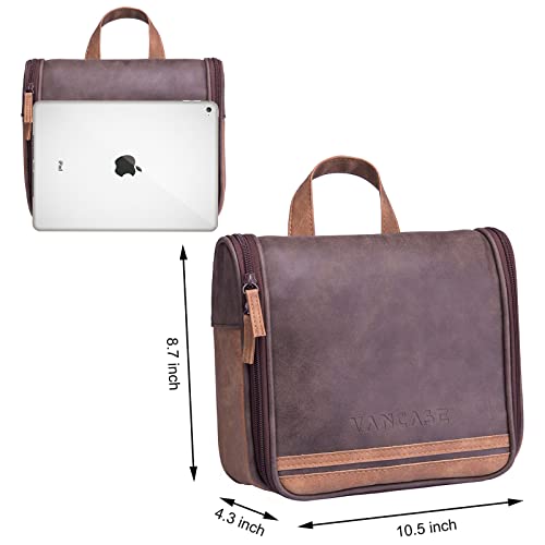 Bolsa de higiene pessoal masculina VANCASE Vintage Kit de barbear de couro médio impermeável para vi