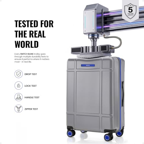 Image of SNITCH Blink Medium Size Silver Polycarbonate Hard Travel Suitcase - Suitcase Medium Size & Luggage with 8 Wheels, Premium Lock, Wet & Dry Pouch & Free Shoe Bag