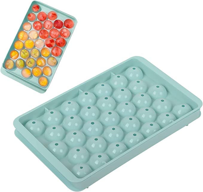UCRAVO Ice Cube Trays Ice Maker Ice Cubes Round Ice Ball Reusable Sphere Shapes Ice Cube Tray Easy Release Suitable for Freezer Homemade Baby Food Random Color (1)