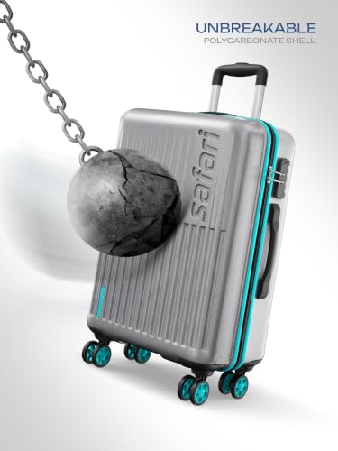 Image of Safari Astra Neo 8 Wheels Set of 2 (Cabin + Medium) Trolley Bags, Hard Case Polycarbonate, 360 Degree Wheeling Luggage for Men & Women, Travel Bag Suitcase for Travel, Silver