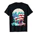 Baseball Drip Ice Cream Dripping 4th of July American Flag T-Shirt