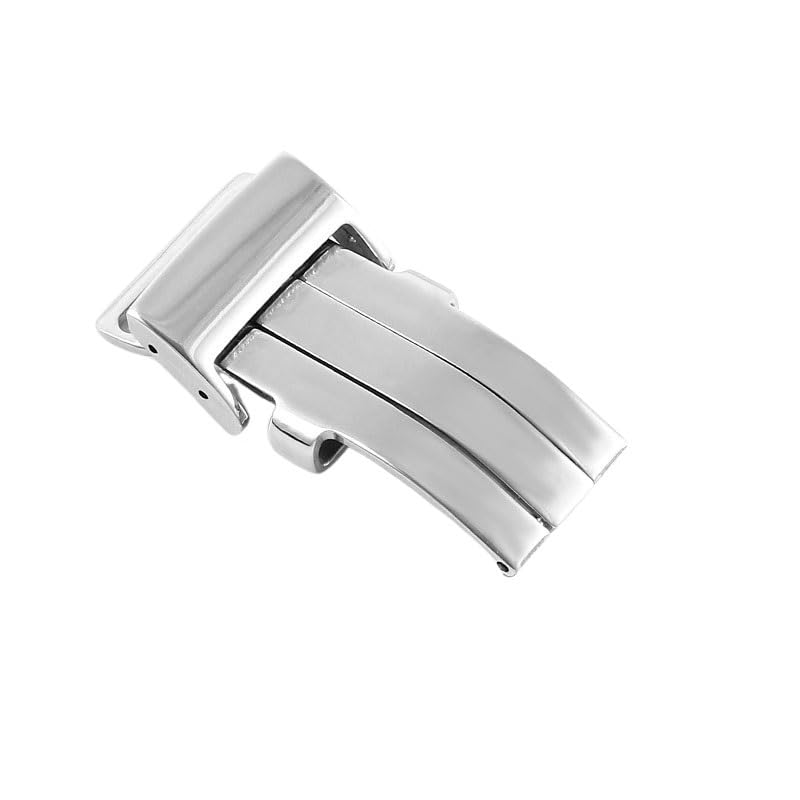 Boucle deployante acier inoxydable argent fermoir papillon montre bracelet cuir