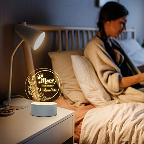 Gifts For Mom From Daughter Son, Acrylic Usb Engraved Night Light Mothers Day Birthday Gifts, Unique Heart-Shaped Night Light With Warm Words, Mom Gifts For Mothers Day Christmas Valentines Day #TOP4