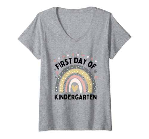 Donna First Day of Kindergarten Back to School Teacher Student Maglietta con Collo a V