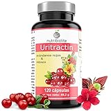 Uritractin es un complemento alimenticio natural altamente concentrado en extracto puro de arándanos rojos americanos (cranberry) 50:1 estandarizado al 50% en proantocianidinas y extracto de hibisco 15:1 estandarizado al 10% en polifenoles totales (fuente de antocianinas). 120 cápsulas pequeñas y fáciles de tomar. Suministro para 4 meses.