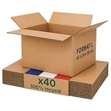 Caja de cartón paquete L – Lote de 40 – 43 x 30 x 30 cm – reforzado,...