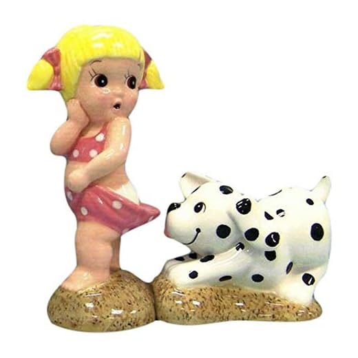 Girl with Little Dog Salt & Pepper Shakers Set By 180 Degrees by 180 Degrees