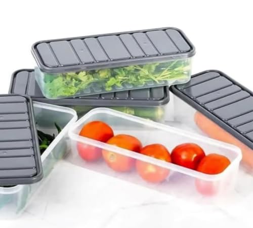 Image of Air Tight Plastic Storage Containers Set for Kitchen | Pantry Organizers Kitchen Accessories Items Fridge Storage Boxes Fridge Box Leak-Proof, Durable and Space-Saving (1200 ML, Pack of 6)