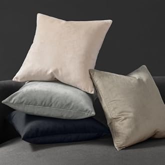 Phantoscope Pack of 2 Velvet Decorative Throw Pillow Covers Soft Solid Square Cushion Case for Couch Black 18 x 18 inches 45 x 45 cm