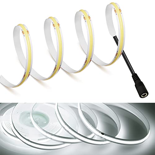 Image of MDee】COB LED Strip Lights 6000K Cold White11.48ft /3.5m DC Powered DC12V Flexible LED Tape Lights with DC Connector CRI 90+ 800LM /m 320LEDs /m for Indoor and Outdoor Decor(6000K Cold White11.48ft /3.5m)