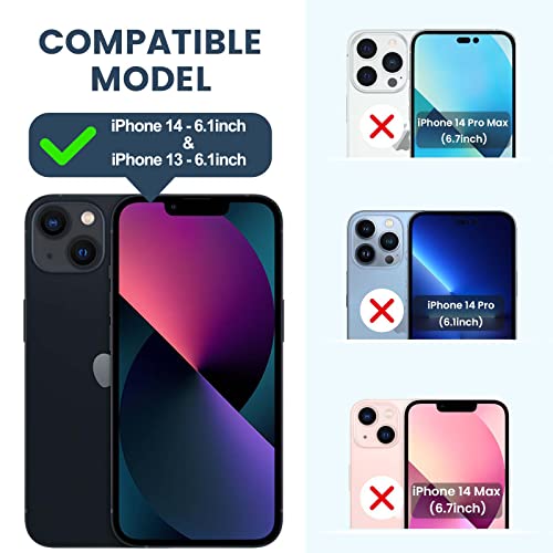 Goton For Iphone 14 Case & Iphone 13 Case + Screen Protector - Slide Camera Lens Cover With Ring, Heavy Duty Military Grade Shockproof Rugged Phone Case For Iphone 14 & 13 Accessories Alpine Green #TOP1