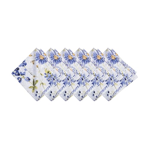 Servilletas de tela de algodón azul set x6 miniatura 1