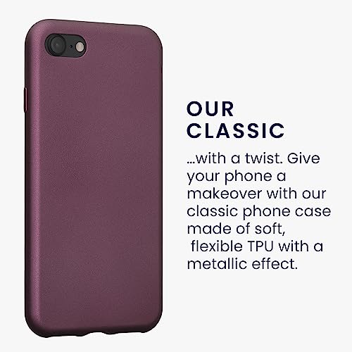 Image of kwmobile Case Compatible with Apple iPhone SE (2022) / SE (2020) / 8 /7 Case - Soft Slim Metallic TPU Silicone Cover - Metallic Lavender