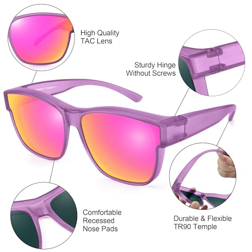 Image of URUMQI Polarized Sunglasses Fit Over Glasses for Men Women, Oversized Square Sun Glasses UV400 Protection