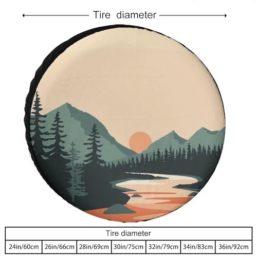 Image of Camper Spare Tire Cover 15 Inch Mountain Adventure Universal Wheel Tire Cover Waterproof Dust-Proof Tire Protectors Camper Spare Tire Cover Woodland Adventure for Camper Trailer Truck SUV Universal
