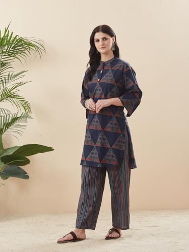 Image of MOKOSH Women's Cotton Printed Full Sleeve Round Neck Kurta Palazzo Co-Ord Set