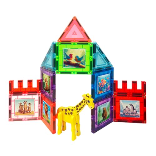 BRINQUEDO BLOCOS MAGNÉTICOS INFANTIL MAGFORMA ZOO ANIMAIS, BRINQUEDO MAGNÉTICO MAIS FOFO, STEAM TOY,