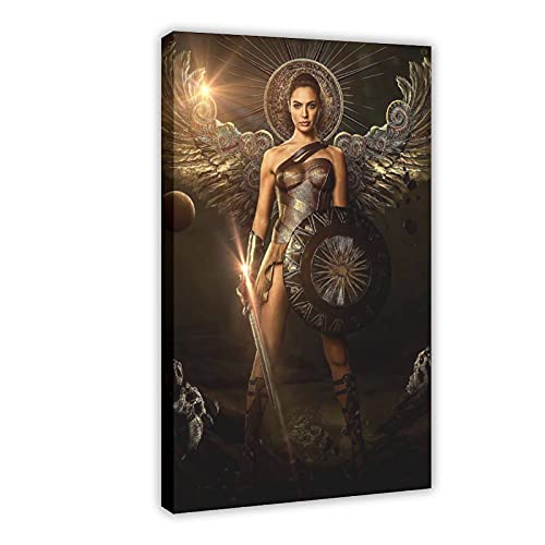 JIAOR Poster sur toile Wonder Woman Diana Prince Gal Gadot Movie Heroine 42 - Décoration murale - Pour salon, chambre à coucher - Cadre : 60 x 90 cm