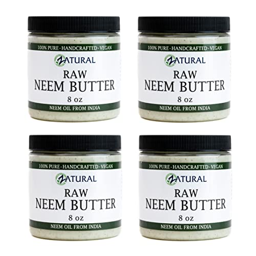 Organic Neem Butter-Coconut Oil, Neem Oil, Neem Leaf, Marula Oil, Kokum Butter, Rosemary, For Sensitive Skin, Itchy Skin, 4 Pack, 8 Oz. Jars #TOP5