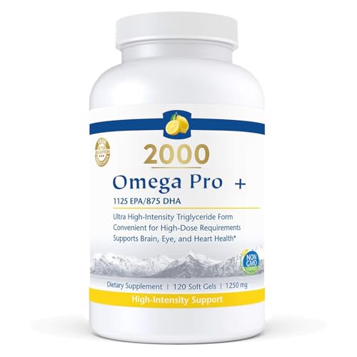 ProOmega 2000-D, Lemon Flavor, 2150 mg Omega-3 & D3 Ultra-Strength Fish Oil - Rich in EPA and DHA - Dietary Supplement with 120 Softgels, 60 Servings (Two Pills at a Time)