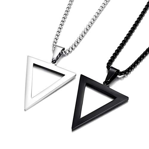 Stainless Steel Geometric Pendant Inverted Triangle Necklace for Men, BFF Necklace for 2