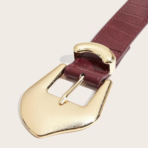 MOMOJIA Metal Clasp PU Leather Waist Belt For Women Lady Waist Sash Stylish Clothing Accessory Birthday Various Color Chain4