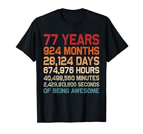 Vintage 77 Years of Being Awesome Unique 77th Birthday Camiseta