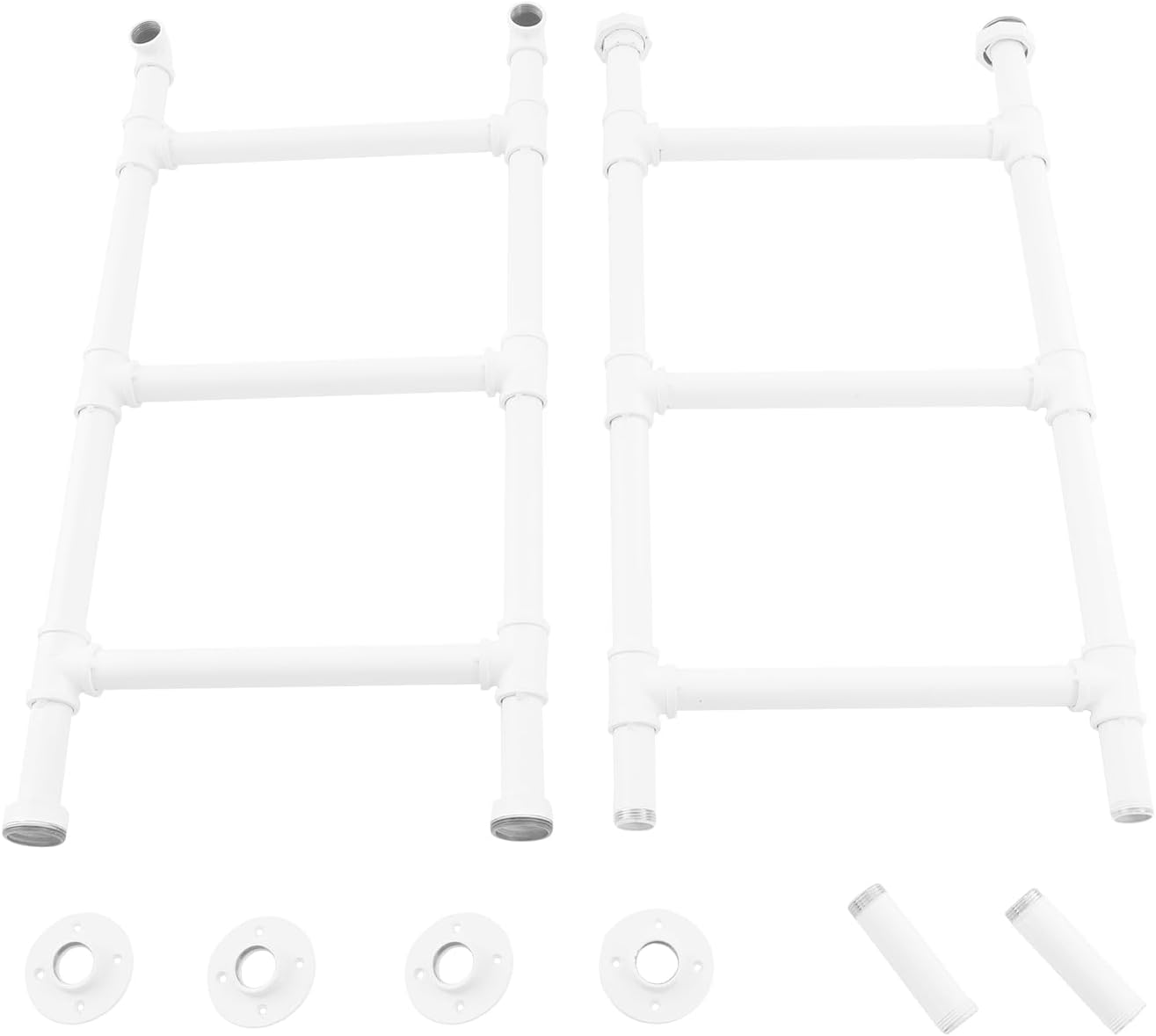 6.2FT Metal Bunk Bed Ladder, 7-Step Heavy Duty Carbon Steel High Loft Attic Step Ladders, Wall & Floor Mounted Egress Ladder for Dorm RV Basement, 440lbs Capacity (White, 5.3FT)