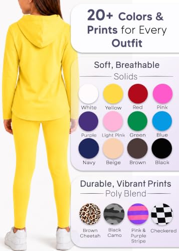 Image of STRETCH IS COMFORT Girls 2 Piece Hoodie Short Sleeve Long Sleeve Crew Neck Top and Leggings Set Kids Thermals Underwear Set