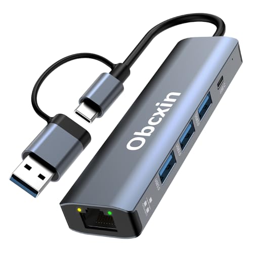 Adaptador USB Ethernet, adaptador USB a RJ45 LAN Gigabit 1000 Mbps, adaptador USB-C a Ethernet 5 en 1 con 3 puertos USB 3.0 y Type C. Adaptador Ethernet a USB C para iPhone 15/16, iPad, Windows XP, Ch