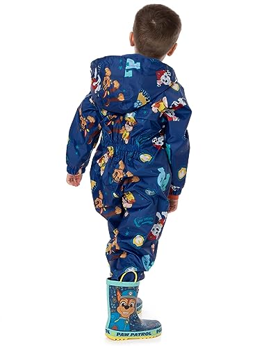 Paw Patrol Boys Puddle Suit | Kids All In One Rain Coat | Navy Marshall Chase Long Sleeve with Cuffs Play Walking Jacket3