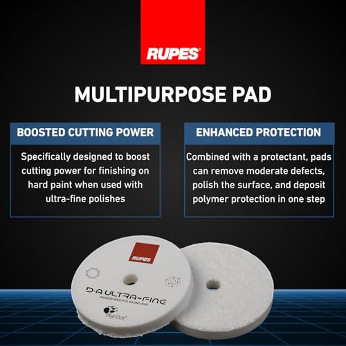 Image of RUPES 9.MF130S Pack of 24 White D-A Ultra-Fine Microfiber Polishing Pads 130mm | Compatible with 5 inch Backing Plate | Enhances Final Finish & Gloss | Removes Moderate Defects