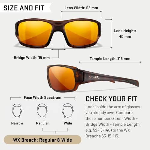 Image of Wiley X WX Breach Captivate Polarized Sunglasses, Safety Glasses for Men and Women, UV Eye Protection