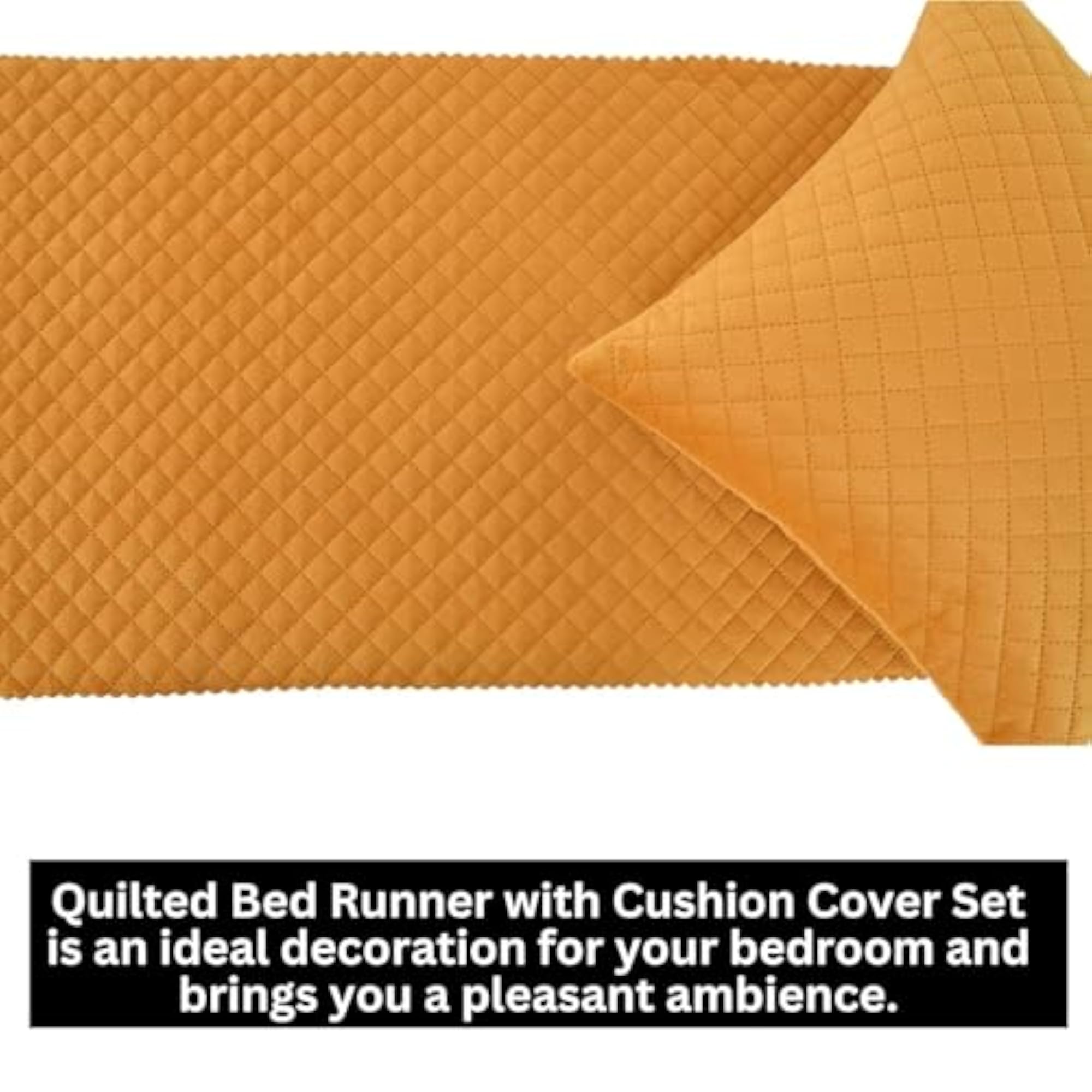 200TC Quilted Velvet Bed Runner with Matching Cushion Covers