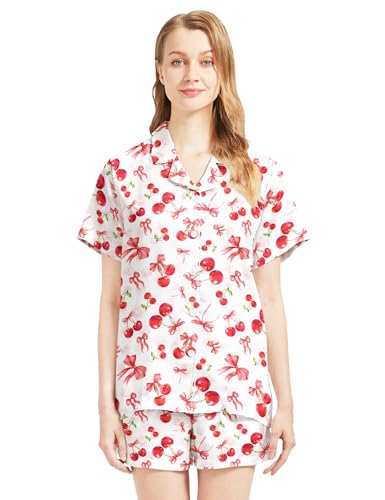 Image of Women's Pajama Sets Funny Pajamas for Women Set Comfortable 2 Piece Button Down Tops & Shorts Sleepwear Short Sleeve