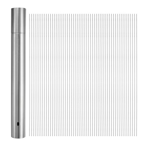 QUARKZMAN 100 unidades de Brochetas de Metal para Barbacoa 40cm x 5mm Palitos Redondos de Acero Inoxidable Reutilizables para Barbacoa al Aire Libre con Tubo de Almacenamiento