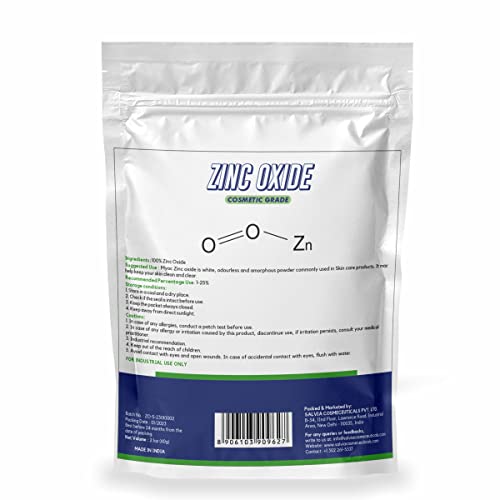 Myoc White Zinc Oxide Powder (60 Gram), Non-Nano Zinc Oxide Powder, Zinc Oxide Powder For Skin, For Diy Sunscreen, Baby Diaper Rash Cream, Online Quality #TOP1