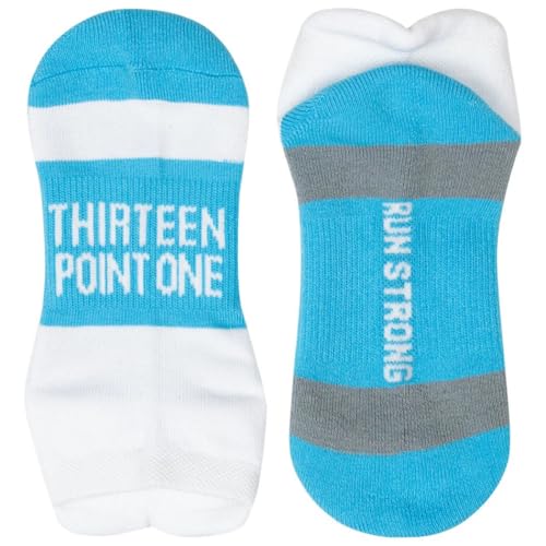 Gone For a Run Inspirational Socks - Fun Running Socks - 13.1 - Running Gifts & Half Marathon Gifts - Baby Blue