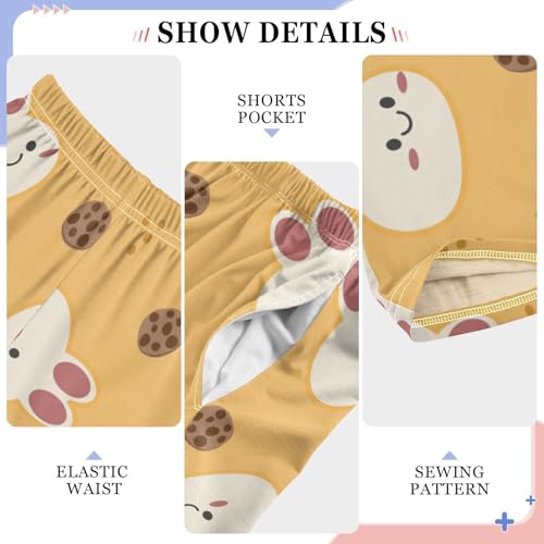 Rabbit Cookies Boys Pants Boys Athletic Pants Long Pant for Boywith Pockets Wide-Leg Size 6-14Y4