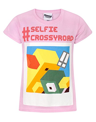 Image of Crossy Road Selfie Girl's T-Shirt (5-6 Years) Pink