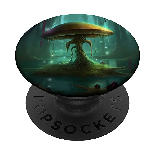 Cute Alien Magic Mushrooms Design PopSockets Swappable PopGrip, Black