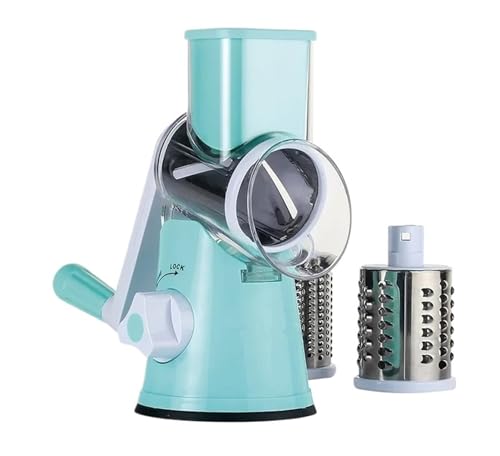 Rallador giratorio manual de acero inoxidable azul miniatura 1