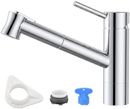 DAYONE Küchenarmatur mit Ausziehbarer Brause, Hochdruck Wasserhahn Küche, Spültischarmatur mit Herausziehbarer 2 Spülbrause, 120° Drehbar Mischbatterie Küche, Armatur Küche Für Küchen, Bars, Wohnwagen