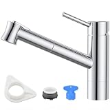 DAYONE Miscelatore per Cucina con Doccia Estraibile, Miscelatore Moderno per Bar, Miscelatore per Lavello con Spruzzatore a 2 Funzioni, Miscelatore per Lavello in Zinco per Cucina, Bar, Caravan, Cromo
