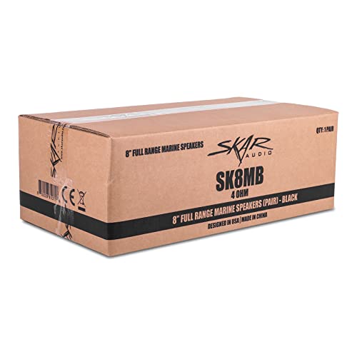 Image of Skar Audio SK8MB 8 inch 2-Way Marine Full Range 500 Watt Coaxial Speakers, Pair (Black)