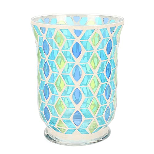 Vintage Pure Handmade Yellow And Blue Leaf Mosaic Patch Glass Candle Holder Hand Made Candlestick Stand For Weddings Parties And Home Candlelight Dinner Decor #TOP5