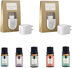 Kit 2 Difusor Elétrico Porcelana E 05 Essências Sortidas 10ml Via Aroma