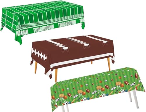 Football, Sports Party Decorations Disposable Tablecloth Plastic Touchdown Table Cover for Birthday Party Football Party Games Decoration 54 X 108Inch?3Pack
