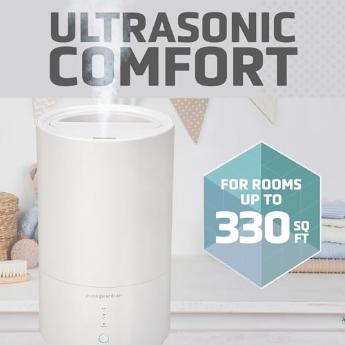 PureGuardian Top Fill Humidifier - H950AR Cool Mist Humidifier, 0.8 Gallon Tank with 30 Hour Runtime, Filter-Free, Quiet Ultrasonic Technology, Essential Oil Tray, 2 Speed Mist Control & Silver Clean - Image 5